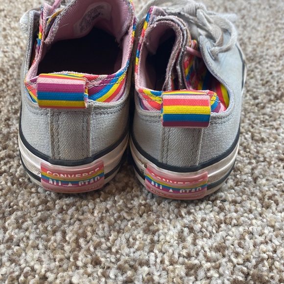 Converse All Star Girls Double Tounge Grey and Rainbow Size 1 - Picture 8 of 8